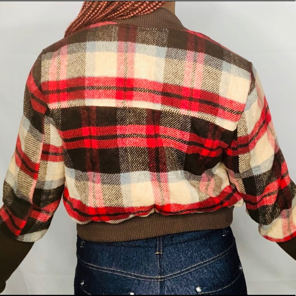 36 point 5 Women’s Cropped Flannel Bomber Jacket - Picture 2 of 6